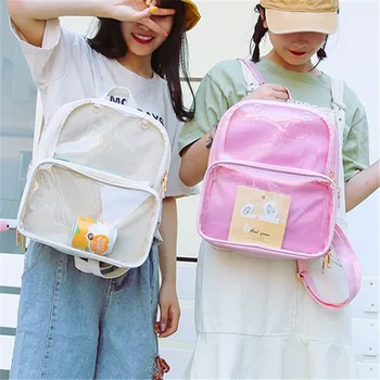 

2020 fashion breathable transparent large capacity backpack women