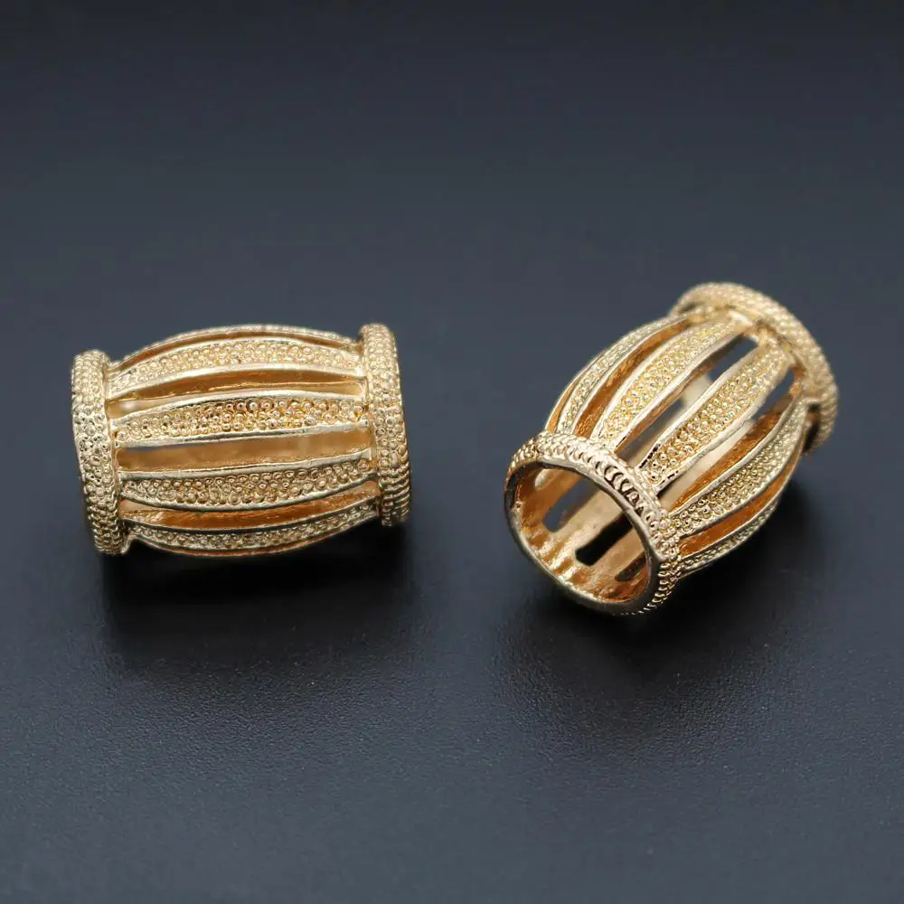 

10pcs Hollow African Beads Big Hole Tube Beading Metal Spacer Beads DIY Findings Accessories for Men Women Wedding Jewelry Set