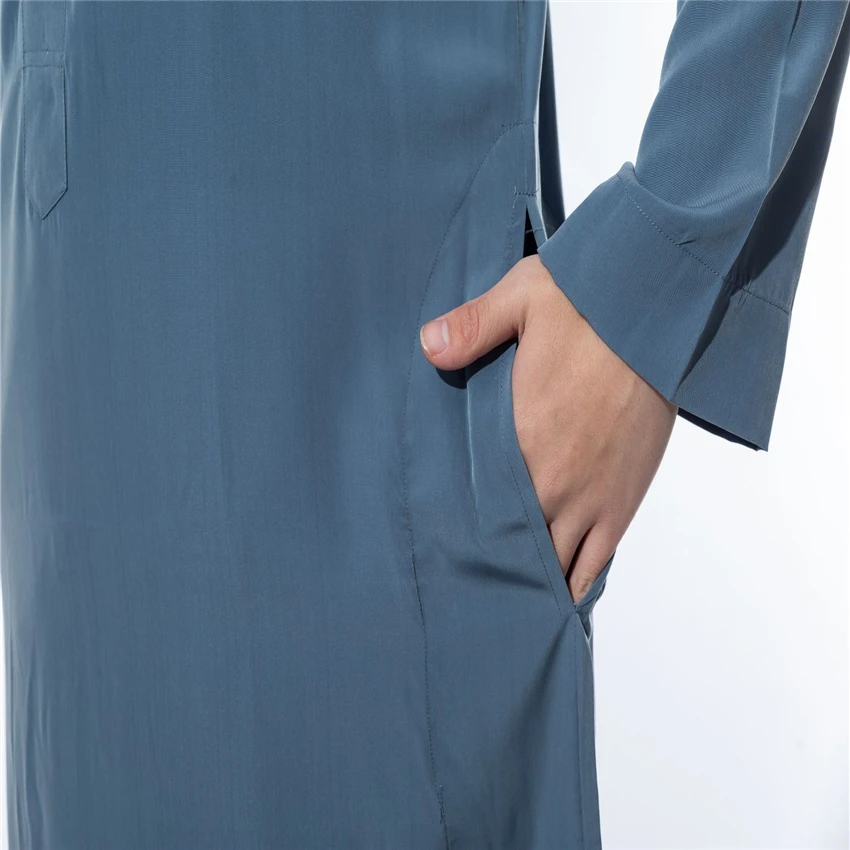 Fashion Men Robes Abaya Kaftan Muslim Dress Arabic Saudi Full Sleeve Gown Islamic Clothing Men Pakistan Jubba Thobe Plus Dubai - Image 6