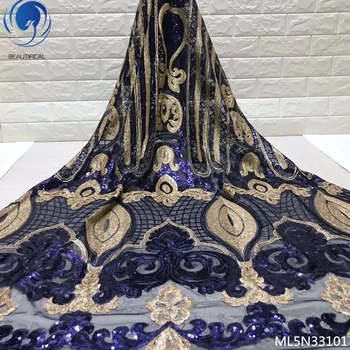 

Beautifical net lace fabrics sequin tulle laces fabrics 2019 high quality fabric dress with sequins for women 5yards/lot ML5N331