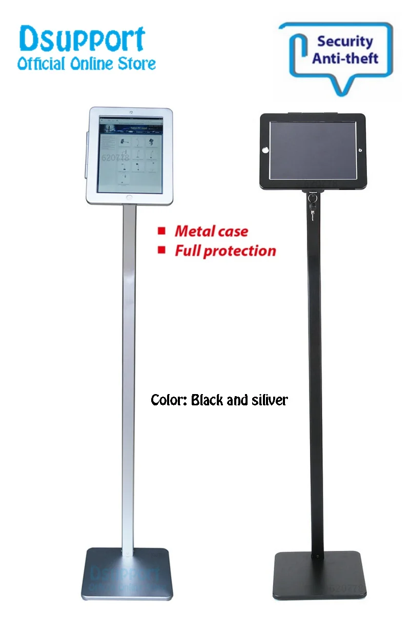 

Anti-Theft Floor Stand Case with Lock mental case holder Fit for iPad2 3 4 Air 1 2 Pro 9.7 metal case frame security