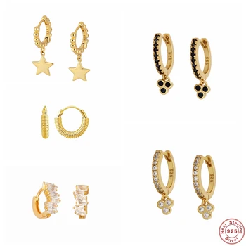 

100% Real 925 Sterling Silver Earring Luxury CZ Hoop Earrings for Wedding Anniversary Party Gift Fine Jewelry Woman Earring