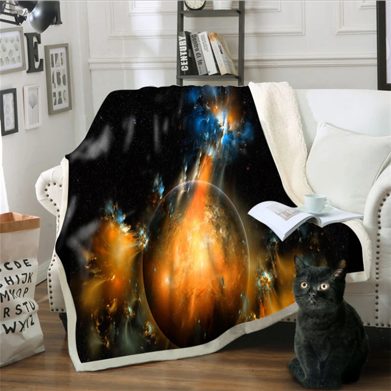 

Sherpa Blanket 3D Printing Starry Sky Series Sofa Blanket Cotton Velvet 150cmX200cm Hooded Blanket American Style