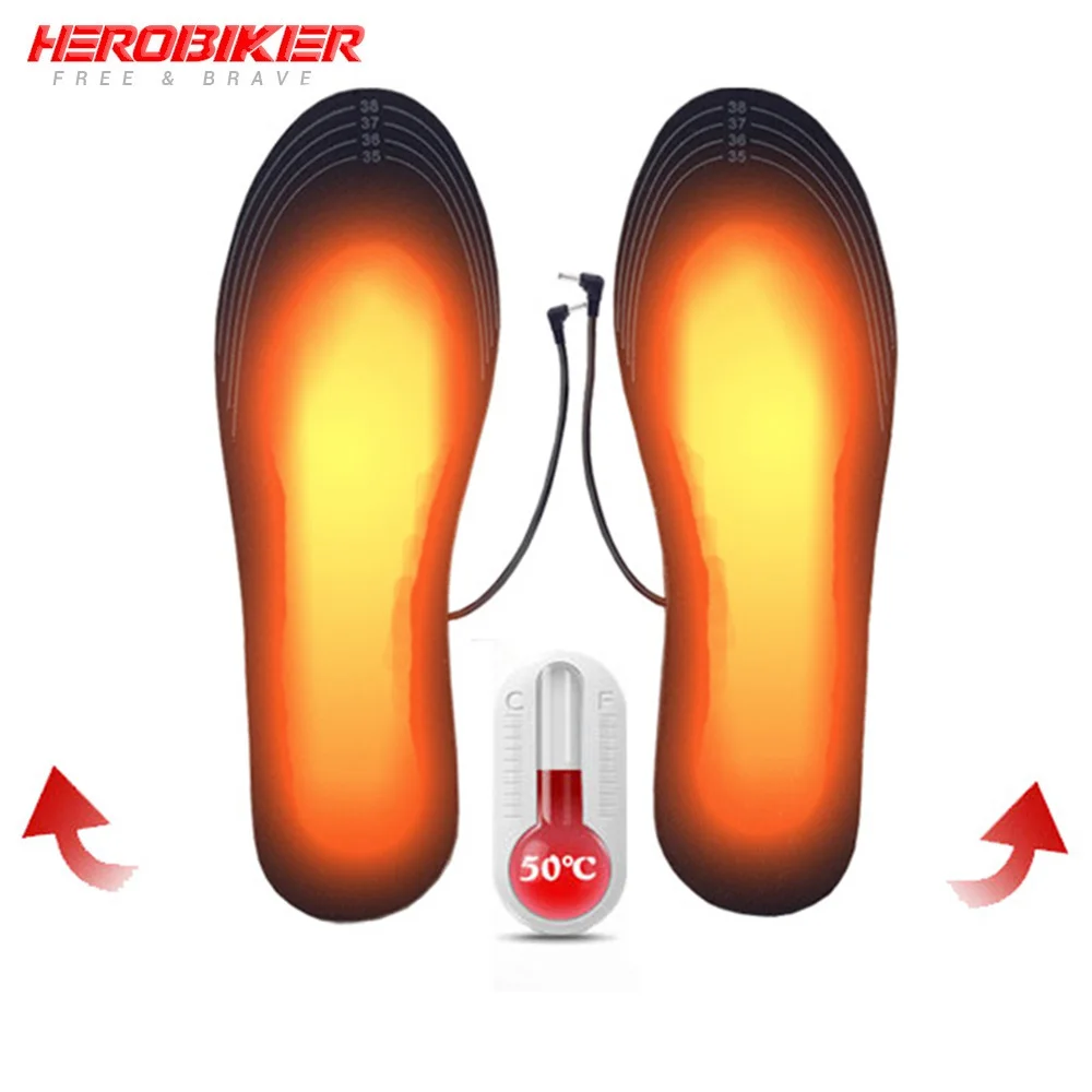 HEROBIKER USB стельки с подогревом, стельки с подогревом для ног, стельки с подогревом, мотоциклетные теплые ботинки, уличные спортивные стельки с подогревом для зимы