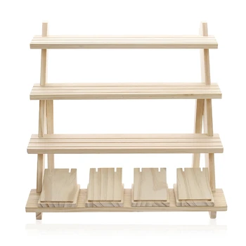 

New Jewelry Display Tray Pendant Earrings Rings Display Blocks Wood Jewelry Display Holder 4 Layers