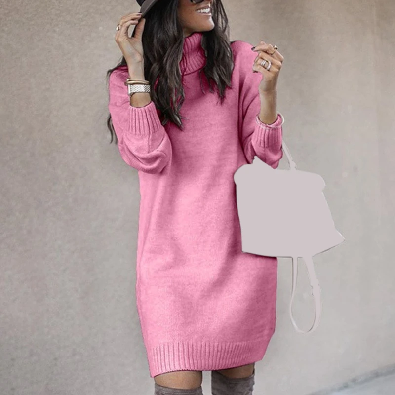 Autumn Winter Women Knit Turtleneck Sweater Female Loose Casual Basic Pullover Jumper Long Sleeve Warm Sweaters | Женская одежда