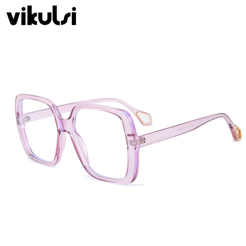 Большие компьютерные очки против синих лучей, женские красные квадратные очки, синий светильник, оправа для очков, женские модные очки, прозрачные линзы - Цвет оправы: E469 purple