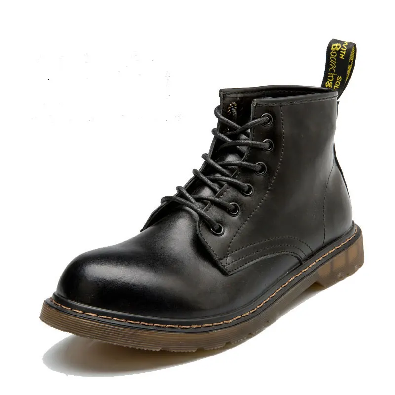 black with fur Мужские зимние ботинки из натуральной кожи; doc martins; красивые Ботинки Martin в британском стиле; винтажные классические ботинки-дезерты в стиле милитари; ботильоны в байкерском стиле - Цвет: black with fur