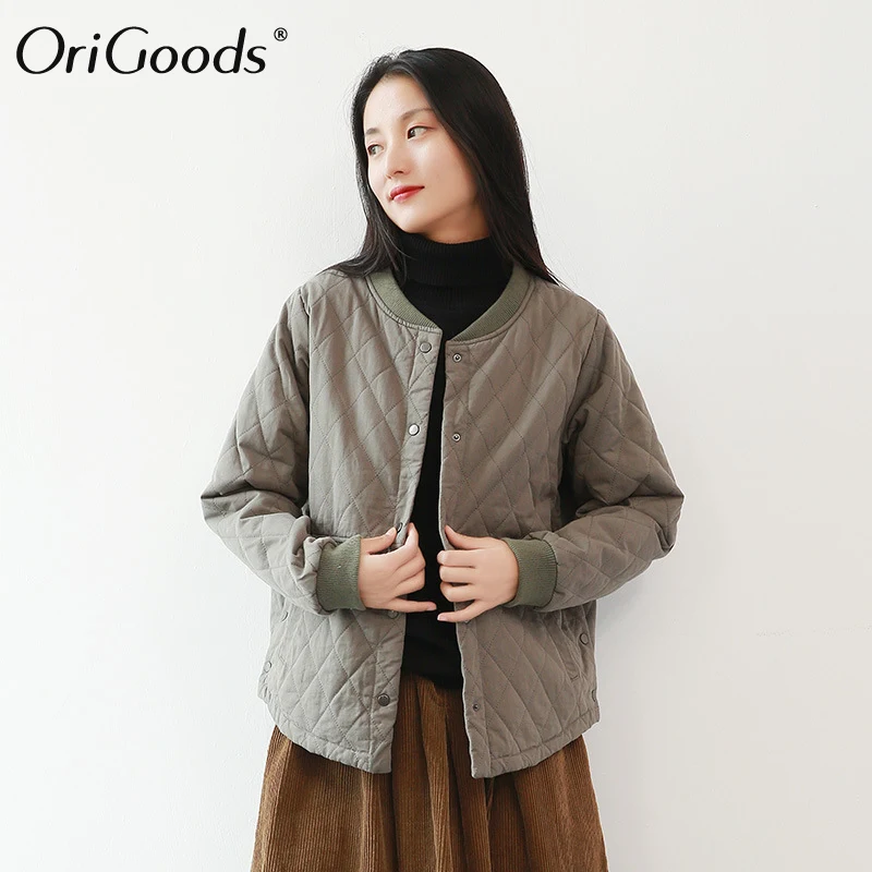 

OriGoods Women Quilted Coat Down Cotton Warm Winter Coat Loose Casual Homewear Outwear Korean Fashion Coats 2019 New H075