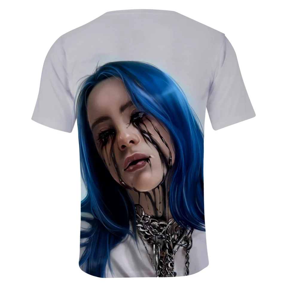 Новая модная 3D футболка Billie Eilish, женские и мужские топы с коротким рукавом,, 3D футболка Billie Eilish, повседневные Черные футболки для девочек