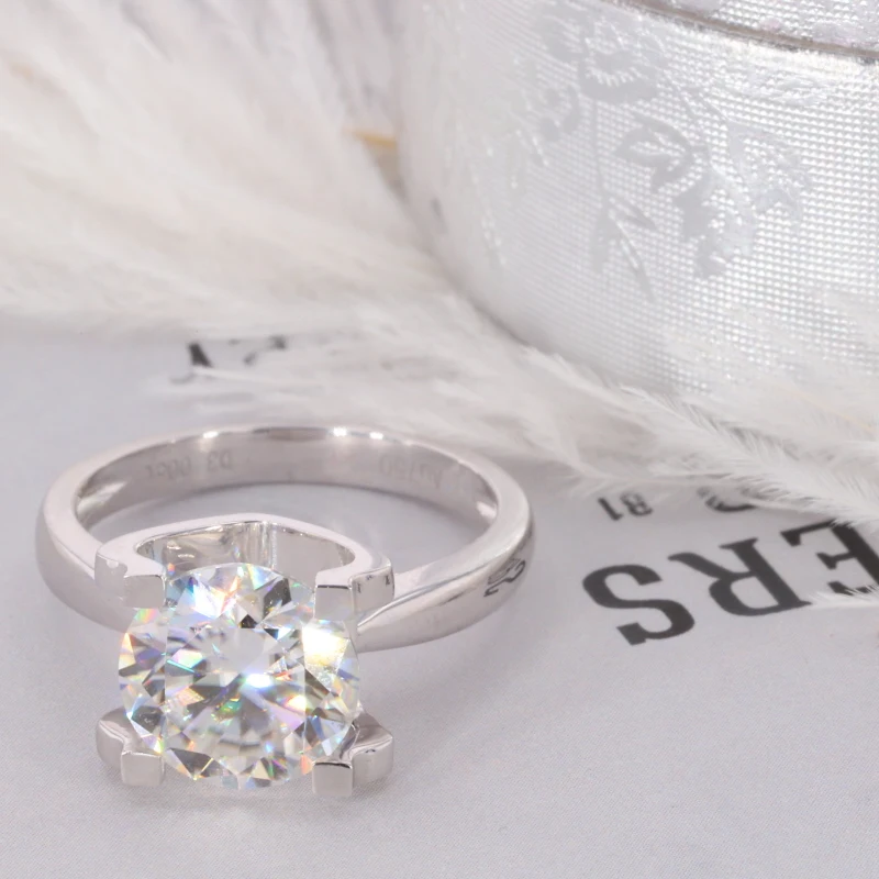 Starsgem 18K Тест Положительный 3ct DEF Moissanite кольцо Высокое качество VVS Moissanite юбилейное кольцо для женщин