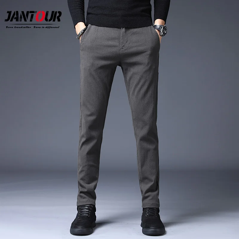 Новинка осень зима мужские деловые брюки брендовая одежда классические повседневные мужские брюки прямые серые черные мужские брюки - Цвет: gray