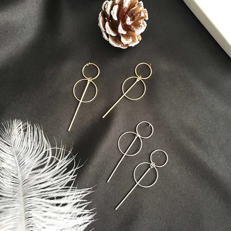 

2019 New Fashion Earrings Punk Simple Long Section Tassel Pendant Size Circle Earrings For Ladies Gifts Wholesale