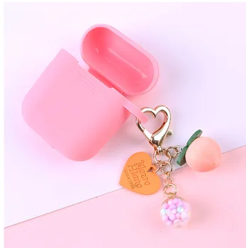 

For AirPods Case fashion Peach colorful Glass ball keychain For AirPods2 case luxury keyring Silicone Earphone Accessories Cover