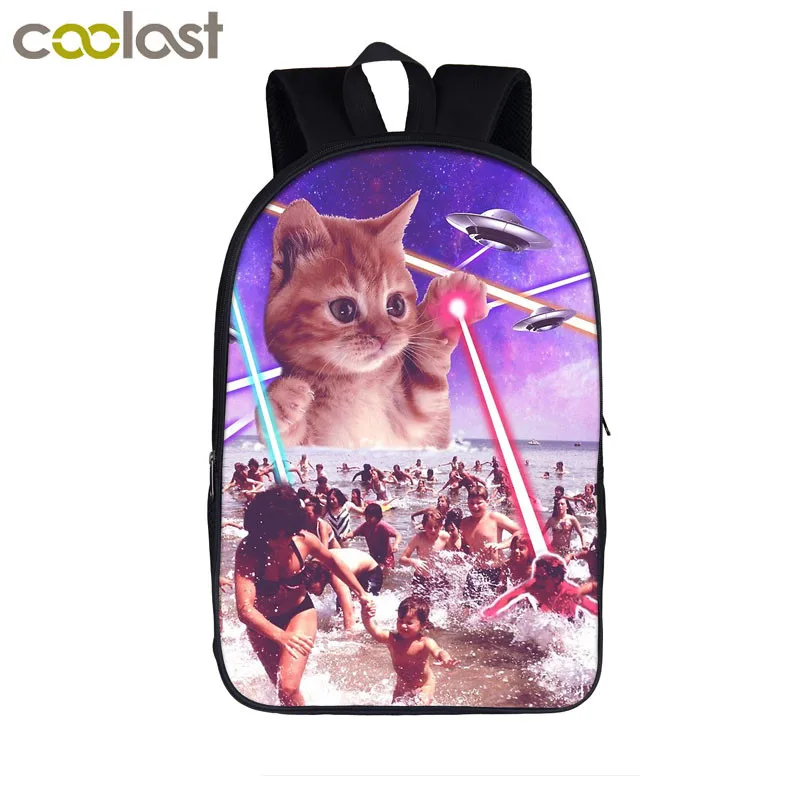 16funnyc17 Kawaii Galaxy Единорог кошка школьные сумки для подростков девочек рюкзак женские сумки для ноутбуков ранец с изображением животного Повседневная mochila feminina - Цвет: 16funnyc17