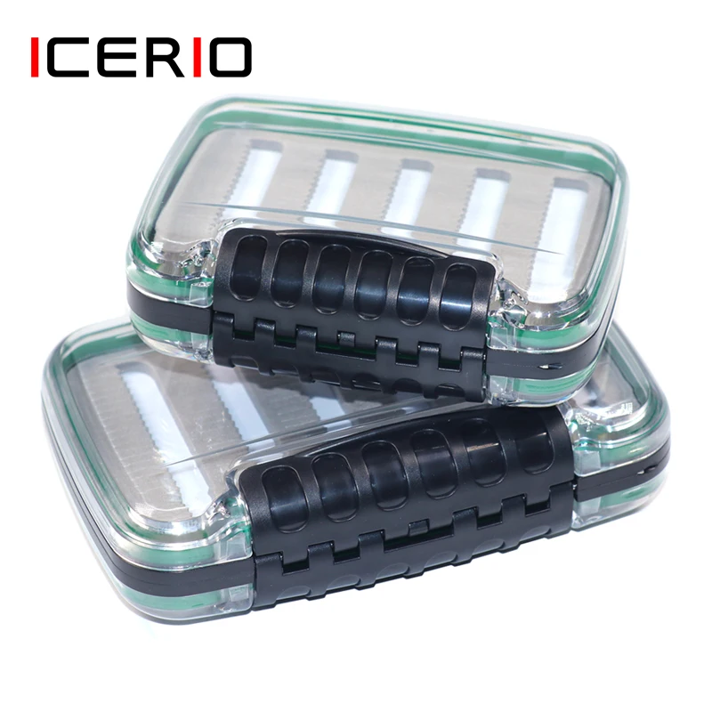 

ICERIO Fishing Box for Baits Double Side Waterproof Plastic Lure Boxes Foam Fly Fishing Tackle Storage Box Supplies Accessories
