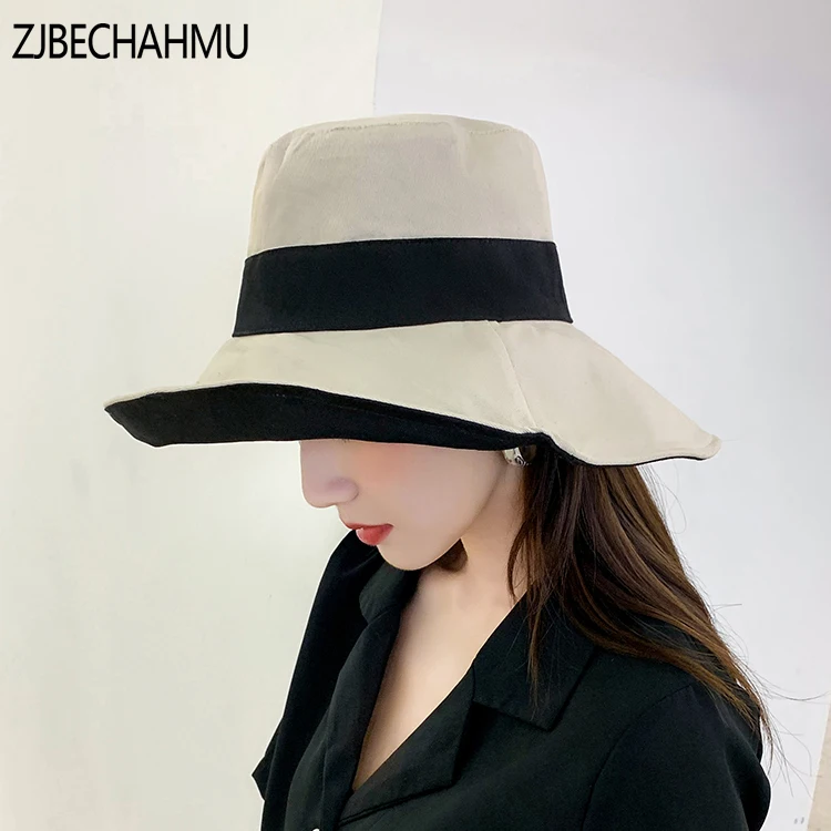

2020 Summer Fashion Floppy Cotton Hats Casual Vacation Travel Wide Brimmed Sun Hats Foldable Beach Hats For Women With Big Heads