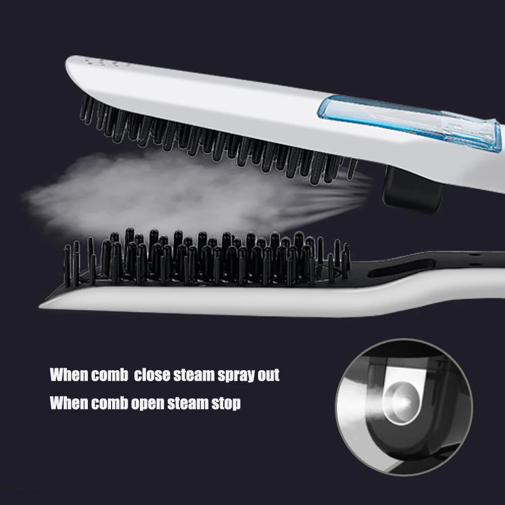 Alisador de Vapor Cuidados com o Cabelo 2 em 1 Profissional Cerâmica Turmalina Vapor Flat Iron Display Led Alisamento Curling Ferro Ferramenta 5 Computers & Electronics