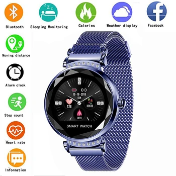 

Fashion Girl Smart Watch H2 Rhinestone 3D Glass Girl Smart Watch Pedometer Heart Rate Sleep Monitoring Wristband Exquisite Gift