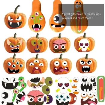 

1 Set 6pcs Halloween Decorative Sticker Pumpkin Sticker Party Sticker Orange