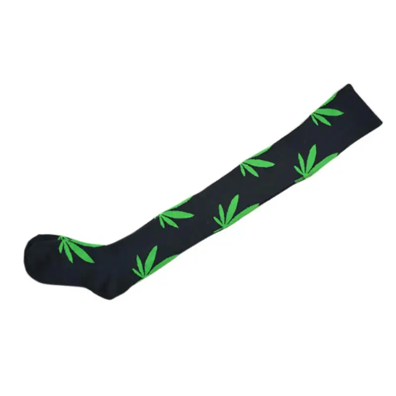 Black and green Kuulee Пикантные ботфорты; высокие сапоги-гетры с Кленовым листом с цветочным принтом прямые чулки для детей - Цвет: Black and green