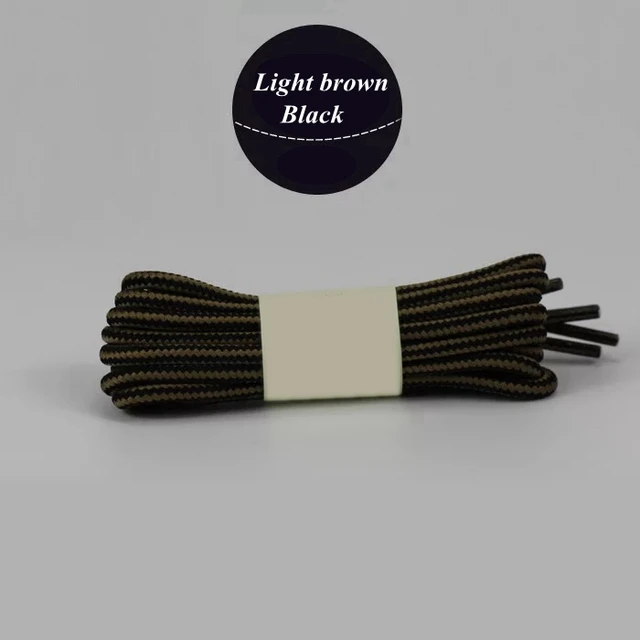 1 Pair 18 Colors Striped Double Color Shoe laces Round Outdoor Sneakers Shoelaces Cotton Boots Shoelace 70CM 90CM 120CM 150CM Light brown black