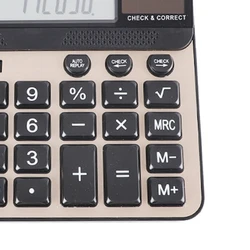 Large Button Calculator Large LCD Display 14 Digits Desktop Check Correct Electronic Calculator with Solar 2 Power