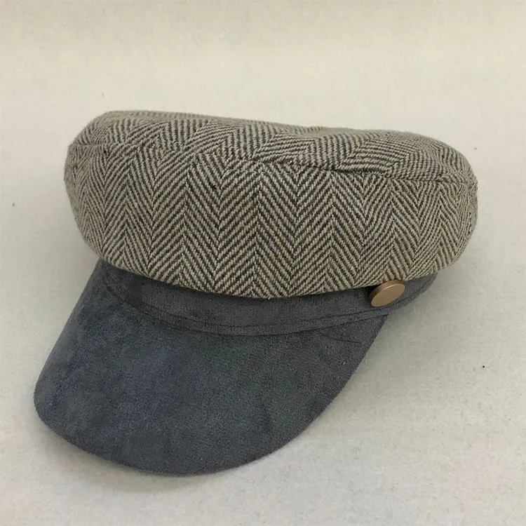 

LVTZJ New Women Cotton beret vintage Herringbone Gatsby Tweed peaky blinders hat Newsboy Beret Hat spring Flat Peaked Beret Hats