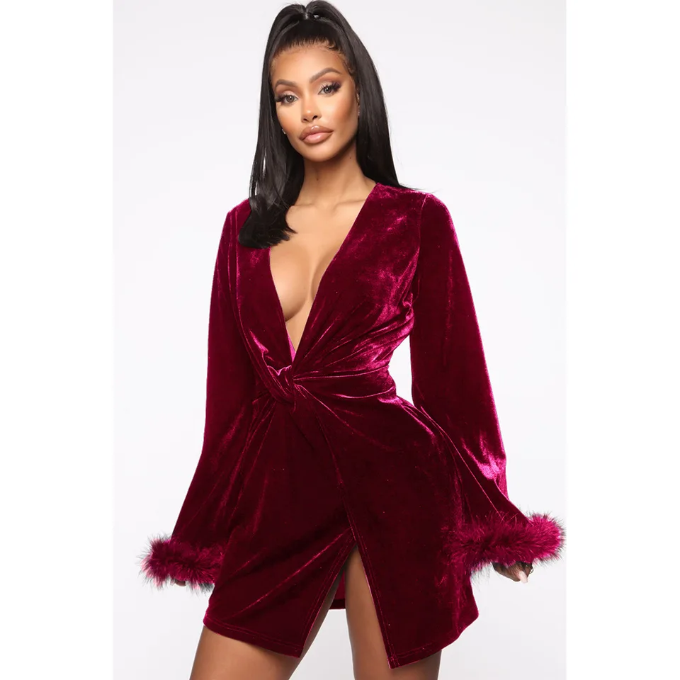 deep v velvet dress