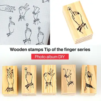 

Seal Durable Mini Fingertip Series Wood Stationery Hand Account Wooden Stamp 2cm*4cm Album Decoration Wooden Seal