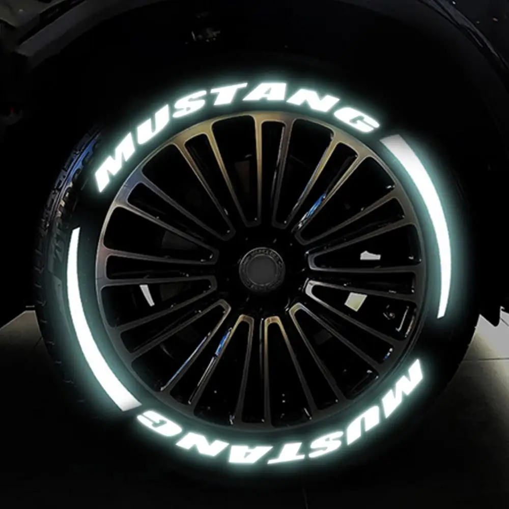 1 Set 2.7 cm Car Tire Reflective Stickers Permanent Lettering Car Tuning  Tire Decorations PVC Tire Wheel Stickers for MUSTAN