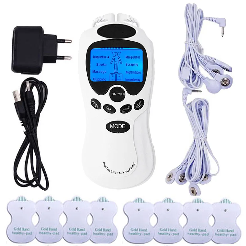 English Keys Herald Tens Acupuncture Body Neck Massager Back Digital Therapy Machine 8 Pads For Back Neck Foot Leg Health Care green leaves neck strap lanyards for women for keys keychain badge holder id credit card pass hang rope lariat accessories gifts