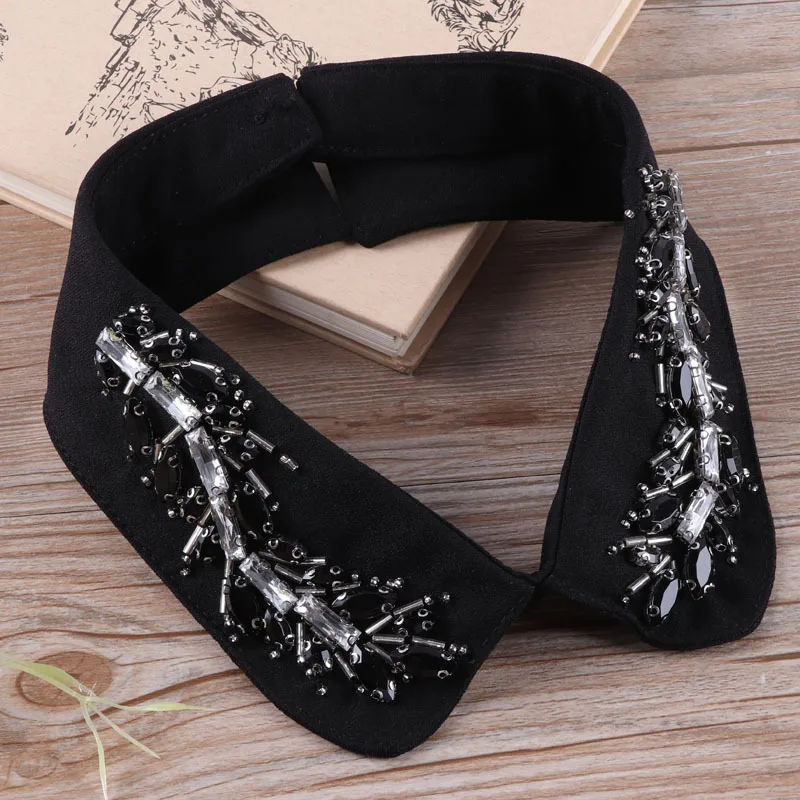 Neck Collar Женский Галстук с жемчугом, бусинами, блестками, декольте, искусственный воротник, стразы, цветок, съемный воротник, съемный воротник с отворотом, блузка, Топ - Цвет: Neck Collar