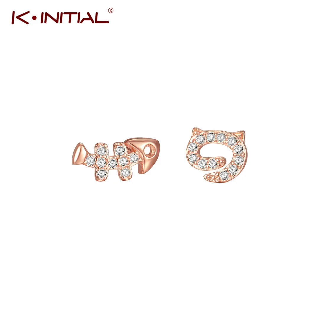 Оптовая продажа модные серьги-гвоздики Kinitial в виде кота рыбы для женщин и девушек