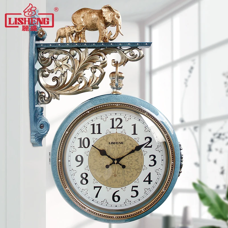 

Nordic Silent Wall Clock Decor Vintage Metal Modern Design Wall Clock Two Sided Living Room Reloj Mural Home Decoration JJ60WC
