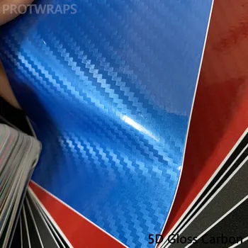 

Blue Gloss 5D Carbon Fiber Vinyl Shiny Carbon stickers Film for car wrap covering Air release PROTWRAPS size 1.52x18m/Roll