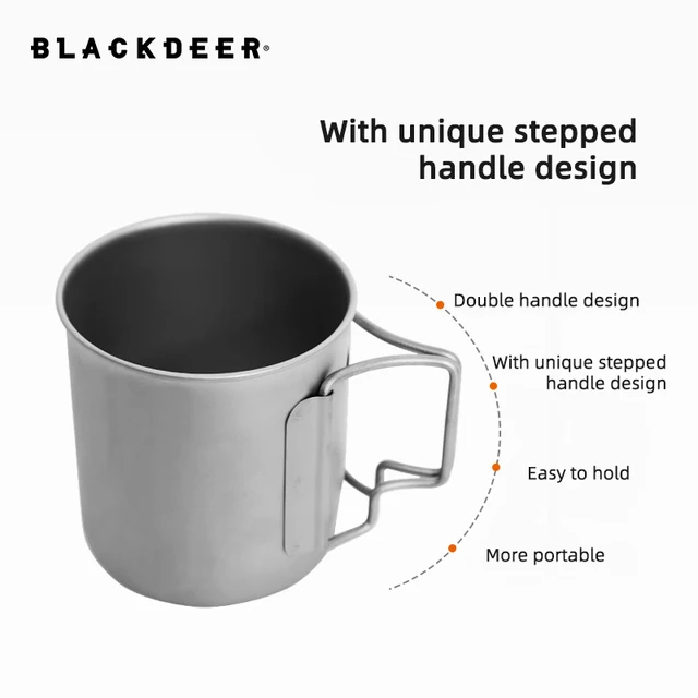 Blackdeer Camping Supplies Titanium Cup Bowel Titanium Tableware Outdoor Coffee Cup Mug Picnic Set Folding