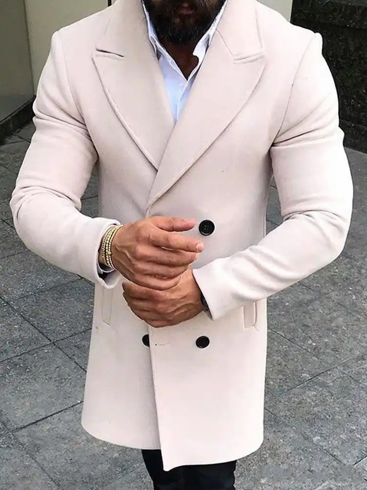 رداء رجالي من التويد بلون عاجي غير رسمي جاكيت طويل من الصوف بدلة العريس لحفلات الزفاف مقاس صغير بدلة للرجال سترة وسراويل 2 قطعة المجموعة Aliexpress