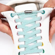Lacets de chaussures en peluche sans nœuds, plats, élastiques, sans attaches, pour enfants et adultes, rapide, taille unique, convient à toutes les chaussures 