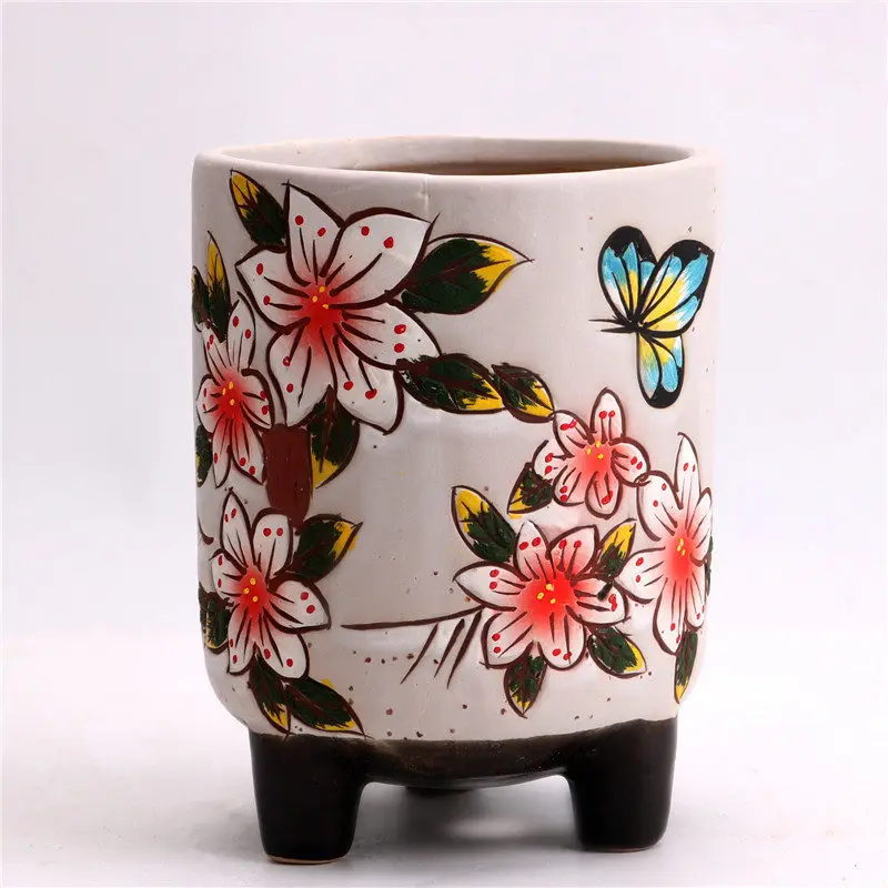 Ceramic vase flower succulent planting seed jar round decorative balcony home living room