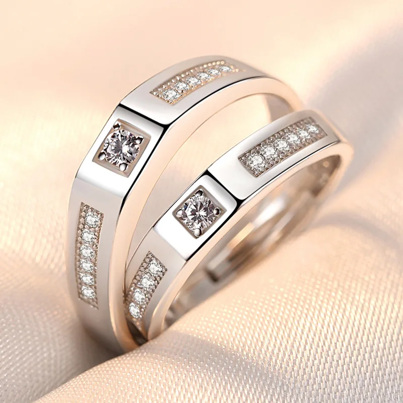 Bling CZ Циркон пара обручальные кольца 925 пробы Серебряное обручальное кольцо для романтического юбилея любовника ювелирные изделия S-R245