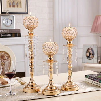 

Wedding Crystal Candle Holders Modern Golden Nordic Romantic Dinner Dining Table Candlestick Decoracion Hogar Home Decor MM60ZT