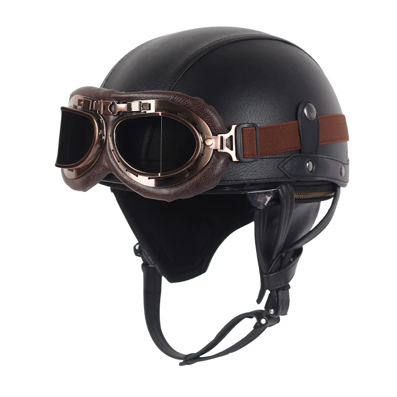 Motorcycle Helmet Leather Vintage 