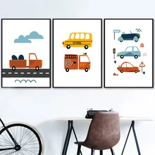 Cartoon Toy Car Poster Driver Club Canvas Painting Highway Print Nursery Letter Poster Nordic Wall Pictures Kids Room Decoration
