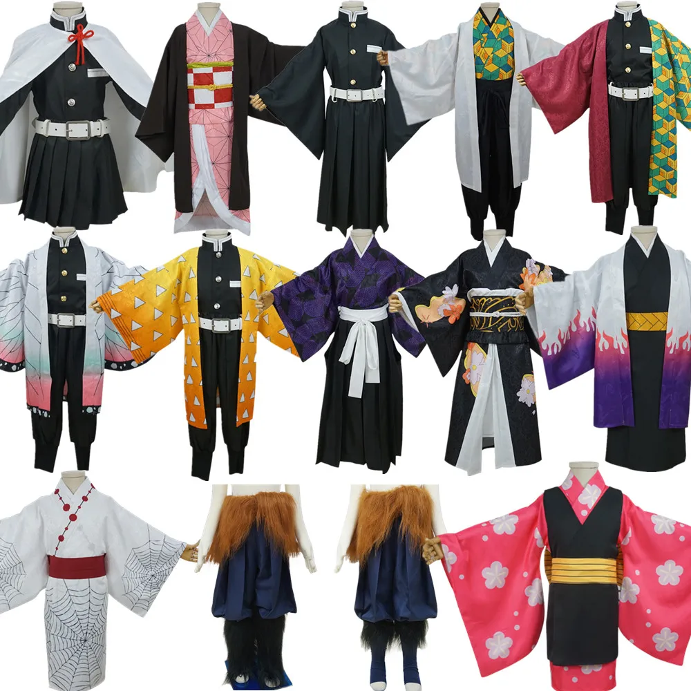Kids Adult Size Demon Slayer kimetsu No Yaiba Kimono Cosplay Costume 