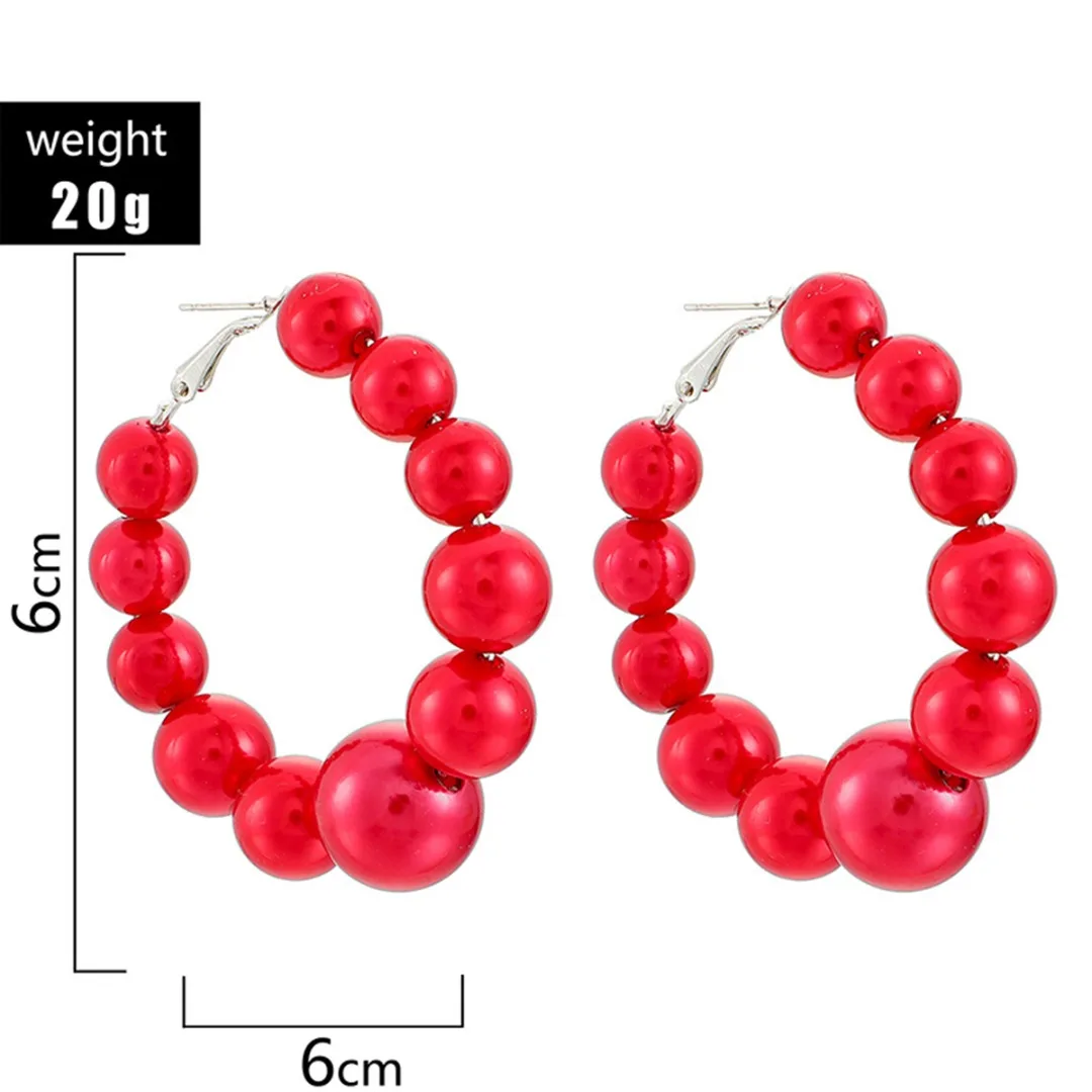 H3f3163ca70bb48a4ba8f025a0dc08e41m - Bohemian Red Beads Hoop Earring Punk Large Circle Huggie Hoop Earring For Women Vintage Statement Geometric Earring Jewelry