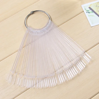 

False Nail Tips Fan Nail Art Display Natural Black Transparent Nail Polish Swatch Plastic Practice Training Manicure Tool Sample