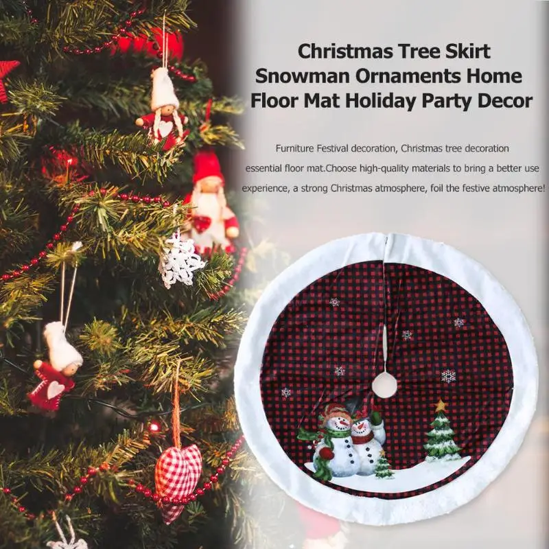 Christmas Tree Skirt Snowman Ornaments Home Floor Mat Holiday Party Decor Christmas Tree Skirt New Year Decor Mat Skirt