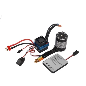 

RC Waterproof 50A ESC and 3650 3300KV Brushless Motor with Program Car Combo for 1/10 RC Car Truck Parts
