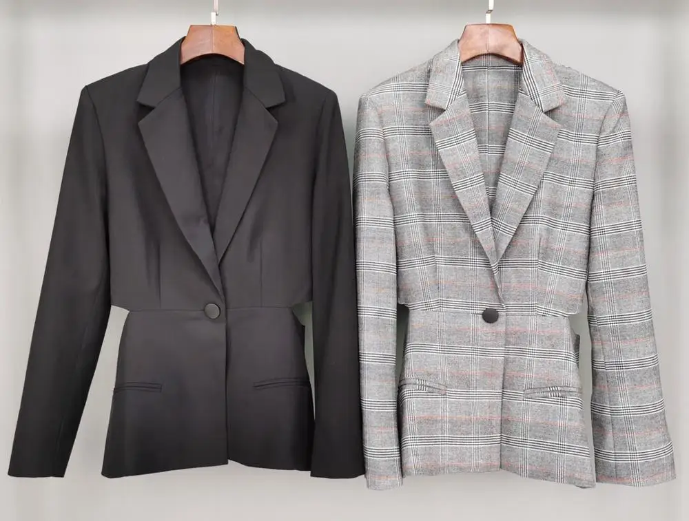 

2019FW high quality women sexy backless blazer coat female wool jacket outerwear 2 color ddxgz2